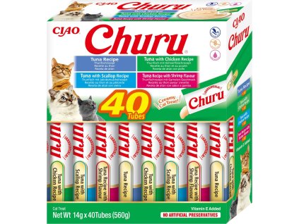 Churu cat masové pyré mix - tuňák, mořské plody 560g (BAL.)