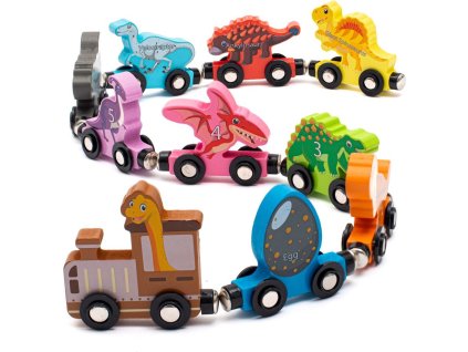 Dřevěný vláček Dino Montessori Baby Mix
