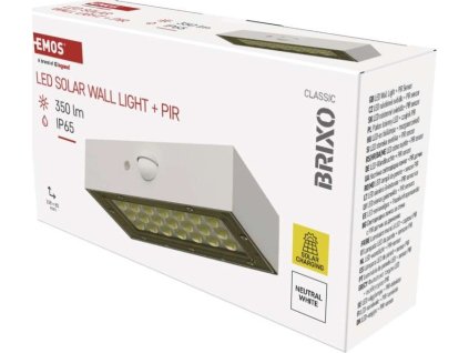 Solární LED svítidlo BRIXO s pohybovým čidlem, bílé, neutrální bílá