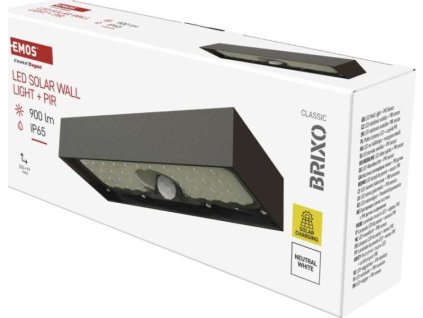 Solární LED svítidlo BRIXO s pohybovým čidlem, černé, neutrální bílá