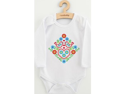 Dětské body s potiskem New Baby Lidový vzor ptáčci 62 (3-6m)