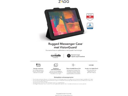 ZAGG klávesnice Rugged Messenger Kryt UK + VG IPad 9.7