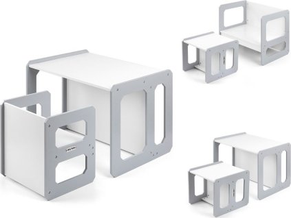 Sada nábytku Milly Mally Stella 3v1 stůl a židle Grey