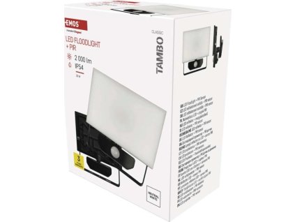 LED reflektor TAMBO se senzorem pohybu, 20 W, 2000 lm, černý