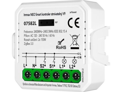 IMMAX NEO SMART kontroler stmívatelný V9, 2-tlačítkový, Zigbee 3.0, TUYA