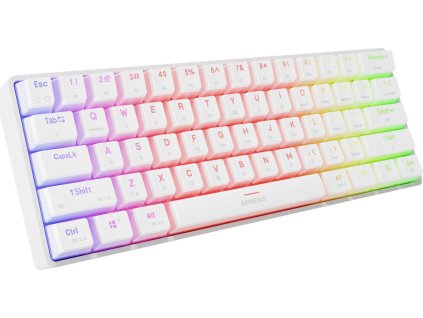 Genesis herní klávesnice THOR 660 G2/Gateron Red/USB+BT/US layout/Bílá