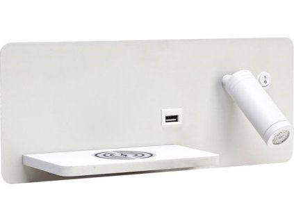 IMMAX LED Be PREPARE 4v1, bodové svítidlo s Qi nabíjením, USB, bílé, varianta levá
