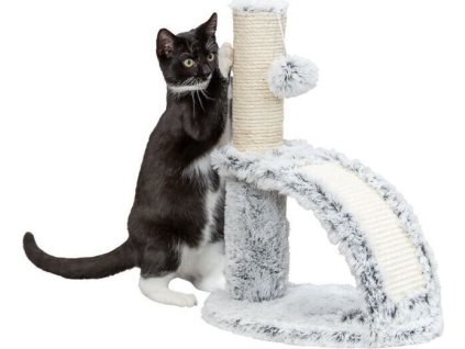 Škrabadlo WINNIE Junior s kartáčem, 43 cm, sisal/ dlouhovlasý plyš, šedá