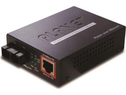 Planet FTP-802 konvertor 10/100Base-FX MM (SC), PoE injektor 802.3af