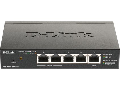 D-Link DGS-1100-05PDV2 5-Port Gigabit PoE Smart Managed Switch with 1 PD port