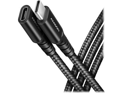 AXAGON prodlužovací kabel USB-C(M) na USB-C(F) / USB 3.2 Gen 2 / 5A / PD 240W / 8K HD / opletený / 1m / černý