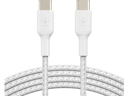 BELKIN kabel oplétaný USB-C - USB-C, 1m, bílý