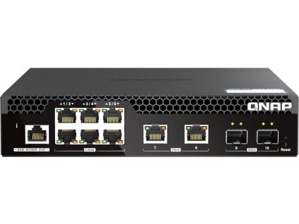 QNAP řízený PoE++ switch QSW-M2106PR-2S2T (6x 2,5GbE RJ45, 2x 10GbE RJ45, 2x 10GbE SFP+, malá šířka)