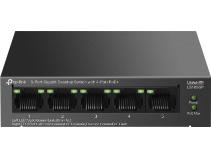 TP-Link LS105GP Switch 1x GLAN, 4x GLAN s PoE+, 65W
