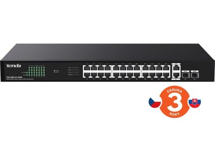 Tenda TEG1128P-24-250W PoE+ Gigabit switch 24x 1Gb/s PoE+ 802.3af/at + 2x SFP + 2x RJ45, 230W, Rack