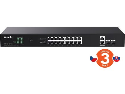 Tenda TEG1120P-16-150W PoE+ Gigabit switch 16x 1Gb/s PoE+ 802.3af/at + 2x SFP + 2x RJ45, 135W, Rack