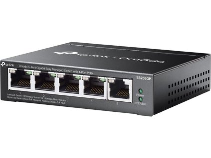 TP-Link ES205GP, Omada 5-Port Gigabit Easy Managed Switch, 1x GLAN, 4x GLAN PoE+, 65W PoE budget