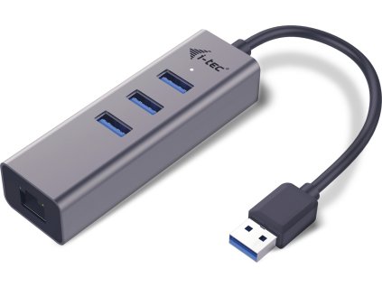 i-tec USB 3.0 HUB METAL/ 3 porty/ USB 3.0 na Gigabit Ethernet adaptér (RJ45)/ šedý