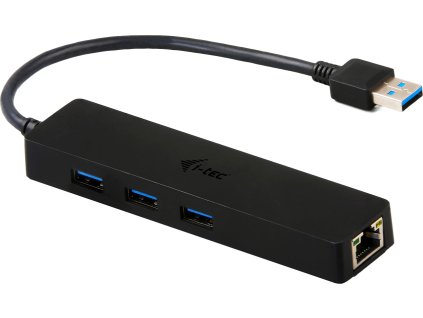 i-tec USB HUB ADVANCE/ 3 porty/ USB 3.0/ Gigabit Ethernet adaptér (RJ45)/ slim/ černý