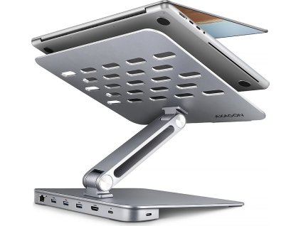 AXAGON hliníkový stojan pro notebooky velikosti 10" - 16" s USB hubem / HMC-STND /  HDMI / 3xUSB-A / GLAN / PD