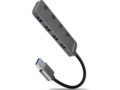 AXAGON hub USB-A s možností vypnutí konektorů / HUE-MSA / USB 3.2 Gen1 / 4x USB-A / hliníkové tělo / 0,2m