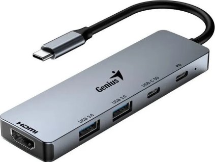 GENIUS hub UH-500/ USB-C na HDMI/ 2x USB3.0/ USB-C/ 100W PD/ šedý