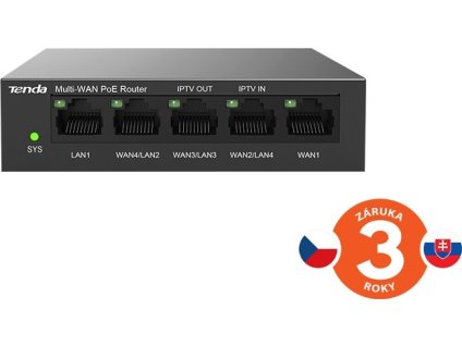 Tenda G0-5G-PoE Gigabit PoE Router MultiWAN, 3x GWAN/GLAN, 1x GWAN, 1x GLAN, 4x PoE 802.3af/at, VPN
