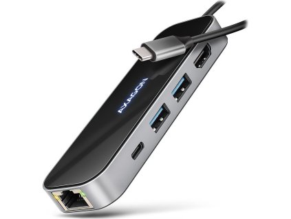 AXAGON multi 6in1 USB-C hub / HMC-6GLN / USB 3.2 Gen1 / PD 100W / 1x USB-C / 2x USB-A / HDMI / RJ-45 / 20cm