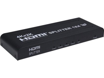 PremiumCord HDMI splitter 1-4 portů kovový s napájecím adaptérem, 3D, FULL HD