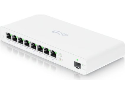 Ubiquiti UISP Router - 8x GbE, 1x SFP, fanless, 8x PoE Out 27V (PoE budget 110W)