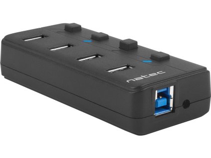 Natec Mantis 2 aktivní rozbočovač s funkcí nabíjení 4x USB 3.0 HUB, vypínač, napájecí adaptér
