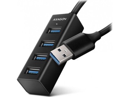 AXAGON HUE-M1A, 4x USB 3.2 Gen 1 MINI hub, kovový, kabel USB-A 20cm