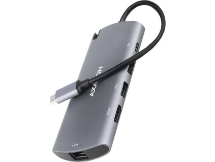 AXAGON HMC-6M2, USB 3.2 Gen 1 hub, 2x USB-A, HDMI, RJ-45 GLAN, SATA M.2, PD 100W, kabel USB-C 18cm