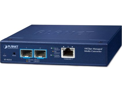 Planet XT-925A průmyslový konvertor, 1x10GBase-T - 2x10GBase-X SFP+, 0~50°C, DIN