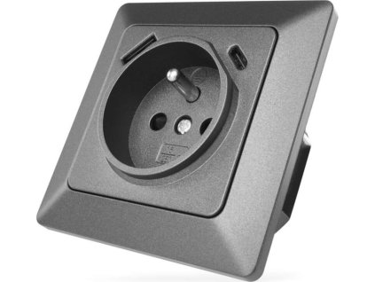 Zásuvka s USB-A+USB-C, antracit