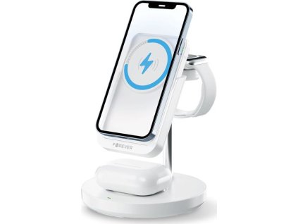 Bezdrátová nabíjecí stanice Forever s powerbankou 5v1 MACS-100 bílá