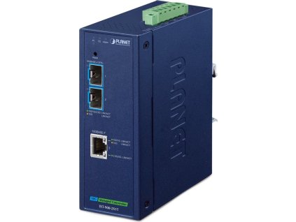 Planet IXT-900-2X1T průmyslový konvertor 1x 10G Base-T / 2x SFP+ 10GBase-X, IP40, -40~75°C, dual power, SNMP