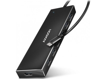 AXAGON HUE-F7C, 7x USB 3.2 Gen 1 ALU FLAT CHARGING hub, micro USB nap. konektor, kabel USB-C 30cm