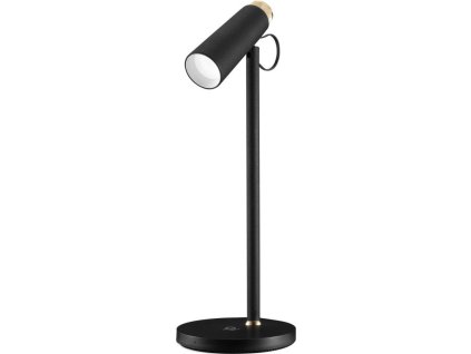 IMMAX LED stolní lampička TIT/ Qi nabíjení/ 12W/ DC12V/1A/ 100-240 VAC/ 150lm/ černá se zlatými prvky