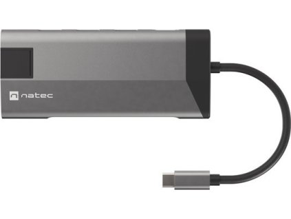 Natec multiport adaptér FOWLER PLUS HUB 8v1, USB 3.0 3X, HDMI 4K, USB-C PD, RJ45, SD, MICRO