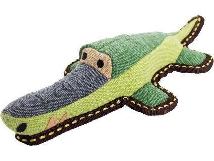 Krokodýl, 30 cm, robustní aport pro psy, HIPHOP DOG, tkaná látka, zelená/šedá