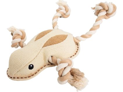 Žába na laně, 33 cm, robustní hračka pro psy, HIPHOP DOG, tkaná látka, přírodní