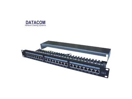 DATACOM Patch panel 24p.CAT6 1U 3x8 LSA, STP 19" černý s vyvázáním