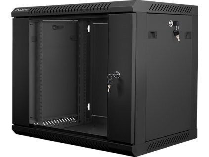 Nástěnný rack 19'' 9U 600X450mm černý flat pack