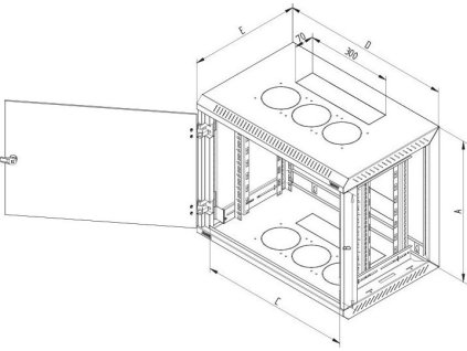 Triton 19' rozvaděč jednodílný 18U/600mm odnímatelné boční kryty RAL7035, šedý