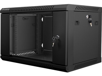 Nástěnný rack 19'' 6U 600X450mm černý flat pack