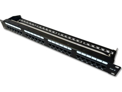DATACOM Patch panel 19" UTP 24 port CAT6 DUAL 1U BK (4x6p) VL