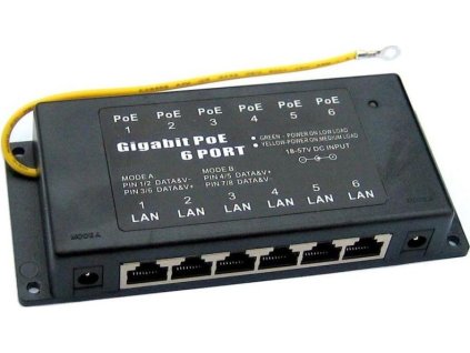 POE-PAN6-GB Gigabitový stíněný 6-portový POE panel