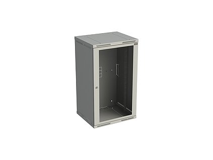 Rack nástěnný Sensa 21U 600mm,dv.sklo, šedý