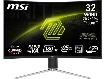 MSI Gaming MAG 325CQRF QD E2/ 31,5" zakřivený/ 2560x1440 / VA LED/ 0,5ms/ 180Hz/ 300cd/m2/ 3500:1/ HDMI/ DP/ VESA/ černý